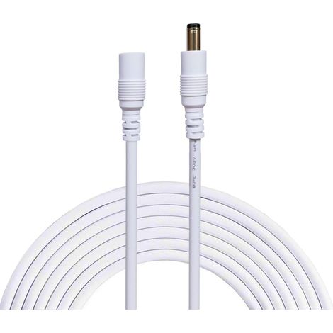 1 Mètres Rallonge Cordon D'alimentation DC 2,1mm x 5,5 mm Mâle à Femelle Connecteur pour Adaptateur Secteur, LED, CCTV Camera Power, Voiture, Moniteurs, et Plus - Blanc (1/5)