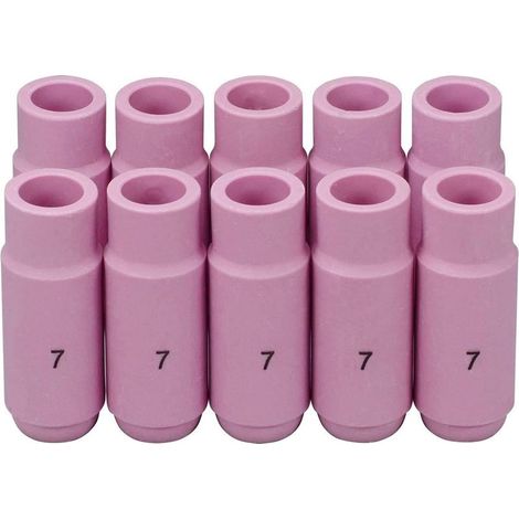 10 x Buse en alumine et tubes en céramique pour soudage TIG 10N47, 7 avec trou de 11 mm, pour torche de soudage TIG QQ300, PTA, DB, SR, WP 17, 18, 26 (1/4)
