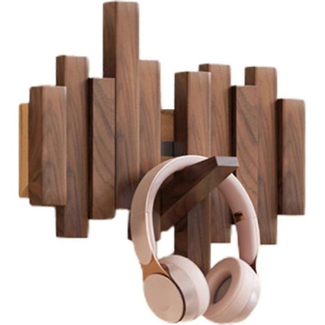 Filiyano – Support mural en bois pour piano, multifonctionnel et pliable, idéal pour la décoration de chambre - Noyer noir , 3 crochets (1/5)