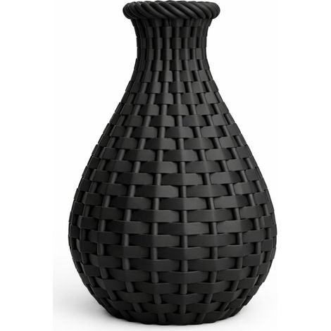 Vaso traforato nero, intrecciato, decorativo, boho, japandi