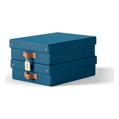 PACK 2 CAJAS DE ALMACENAMIENTO CARTÓN MEDIANA BAJA COLOR AZUL LEITZ 61480068