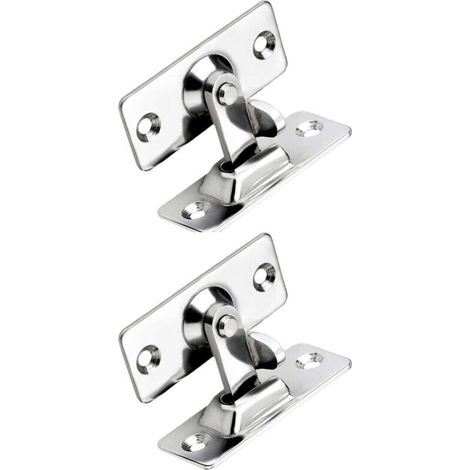 Lot de 2 loquets de porte coulissants à 90 degrés, verrou d'angle de sécurité à angle droit en acier inoxydable, boucle pliante, convient aux portes coulissantes, argent (1/5)