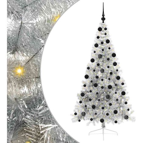 Albero di Natale artificiale con luci integrate Argento 210 cm vidaXL (1/5)