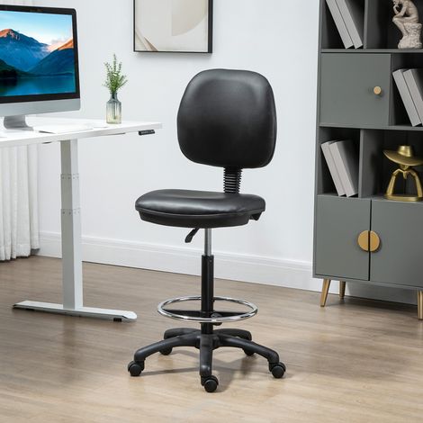 Taburete rodante Vinsetto regulable en altura (69-91 cm) con respaldo reclinable y reposapiés ajustable. (1/5)