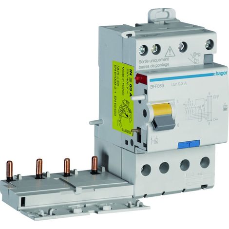 Bloc différentiel double sortie 4P 63A 300mA type F - HAGER BFF863