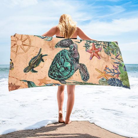 Serviette Microfibre XXL, Drap de Plage, Couverture de Plage, Serviette Bain Microfibre pour Plage, Piscine, Yoga, Sport, Fitness,150 x 75 cm (1/5)