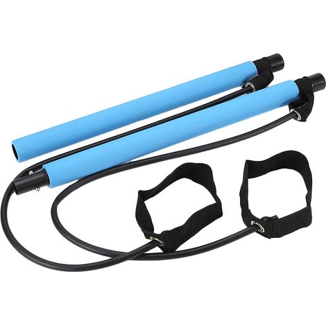 Barre de fitness Pilates multifonctionnelle (bleue) avec câbles élastiques pour renforcer la poitrine (1/5)