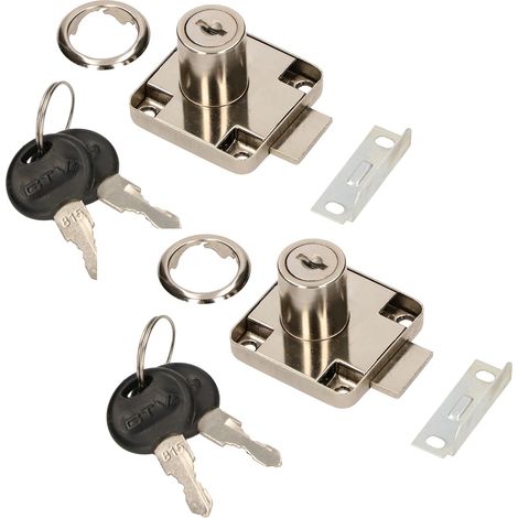 KOTARBAU Lot de 2 serrures de meuble 40 x 40 mm à visser pour portes et tiroirs de meubles