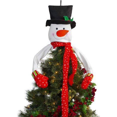 Muñeco de nieve, decoración navideña, poliéster acolchado, brazos articulados de 51 cm, para árbol de Navidad y hogar. (1/5)