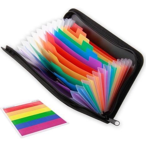 Carpeta para documentos A6 con cremallera y 13 compartimentos – Organizador de archivos para cheques, recibos y billetes (1/5)