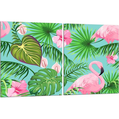 2x Glas-Schutzplatte für Herd 40x52 Flamingos (1/5)