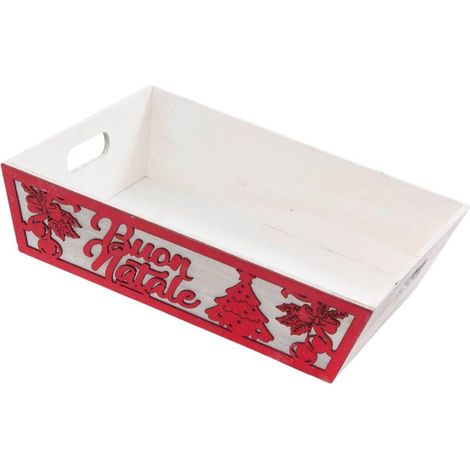Cagette en sapin Buon Natale, 38 x 30 x H. 10 cm, lot de 5 (1/2)