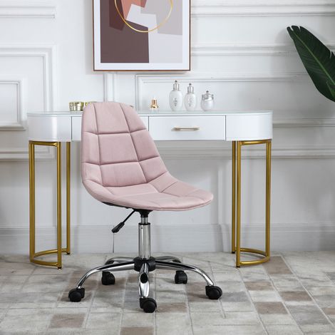 Silla de oficina giratoria, diseño ergonómico y ajustable sin reposabrazos, rosa, 59x59x81-91cm