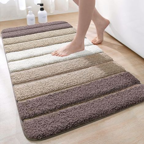 Tapis Salle de Bain Antiderapant 50 x 80 cm, Extra Doux, Lavable en Machine, Absorbant l'eau, Beige (1/5)