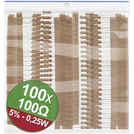 Quadrios 22P064 22P064 Kohleschicht-Widerstand Sortiment 100 Ω axial bedrahtet 0.25 W 5 % 1 Set
