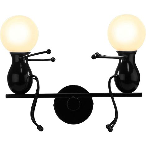 Humanoïde Créatif Lampe Murale Moderne Applique Murale Simple Lampe de Mur Art Déco Max 60W E27 Base Fer Titulaire pour Chambre, Chevet, Restaurant, Cuisine [Classe énergétique F] (1/5)
