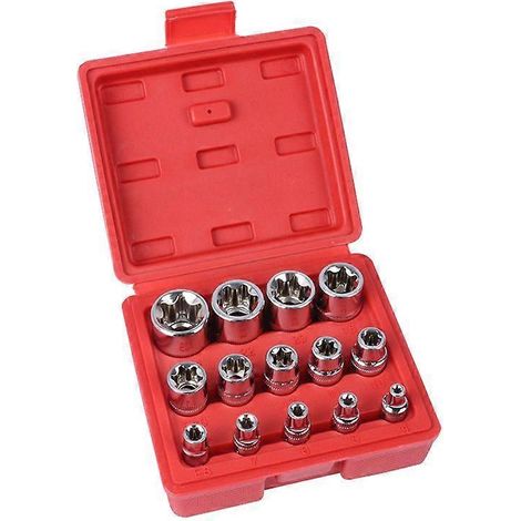 Jeu de douilles Torx femelles rouges - E4-E24, entraînement 1/4"-1/2". (1/5)