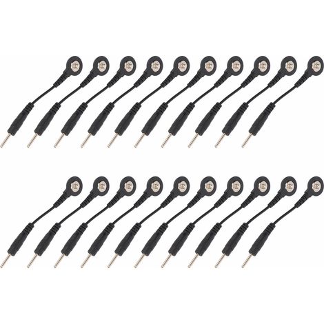20 électrodes noirs avec attaches pour appareil TENS, électrostimulateur, pack de 20 pièces (1/5)