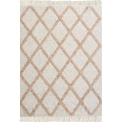 Tappeto in cotone 160 x 230 cm per bambini, beige, Punsari (1/5)