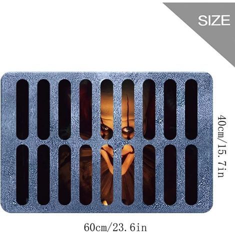 Paillasson d'halloween, Tapis Porte Clown d'halloween, paillasson Clown d'égout Effrayant, 3D stéréo Vision paillasson Horreur, pour décoration d'halloween (1/3)