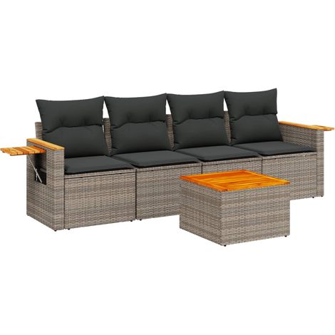 Maison Exclusive - 5-tlg. Garten-Sofagarnitur mit Kissen Grau Pol