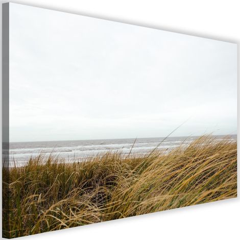 Tableau sur toile Plage herbe nature dune 60x40 (1/5)