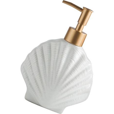 White Ceramic Liquid Soap Dispenser, Portable and Reusable Pump Bottle for Home and Office, Delicate and Elegant Design (1/5)