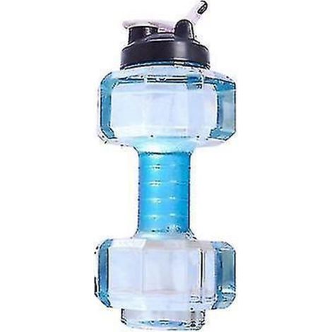 2,5-Liter-Sport-Trinkflasche mit Hantel, tragbarer Fitnessbecher, Blau (1/4)