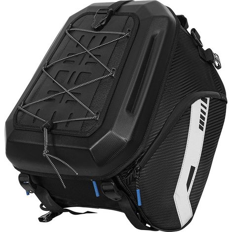 Sacoche arrière moto siège passager extensible 35L étanche, sac casque moto convertible sac à dos pour motard, sac de voyage longue distance moto universel adapté à la plupart des motos (1/4)
