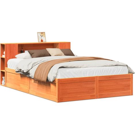 Maison Exclusive - Cadre de lit sans matelas cire marron 140x190cm bois pin massif