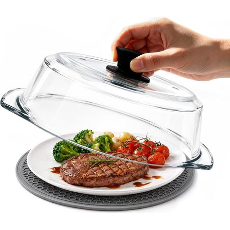 Couvercle Micro Ondes Verre: Protection Anti-brûlure pour Micro-ondes Avec Poignées en Silicone-Couvercle pour Micro-ondes Avec Double Trou d'aération-pour Assiettes et Bols Sans BPA (1/5)