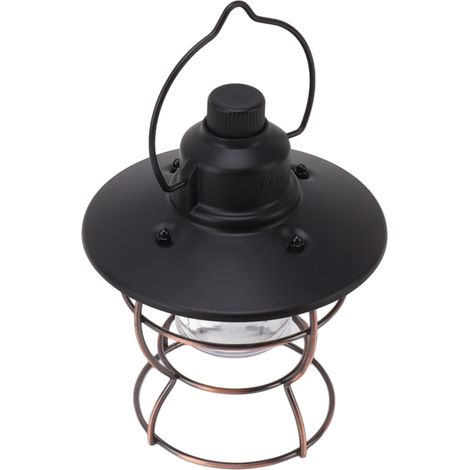 Lampe de camping LED vintage portable, 3 modes d'éclairage, rechargeable par USB, gradation sans palier, pour randonnée, camping et urgence. (1/5)