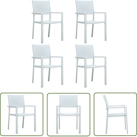 The Living Store Chaises de jardin lot de 4 Blanc Plastique Aspect de rotin - Chaise De Jardin - Chaise Extérieure - Mobilier De Jardin - Set De Chaises - Rotin Synthétique (1/5)