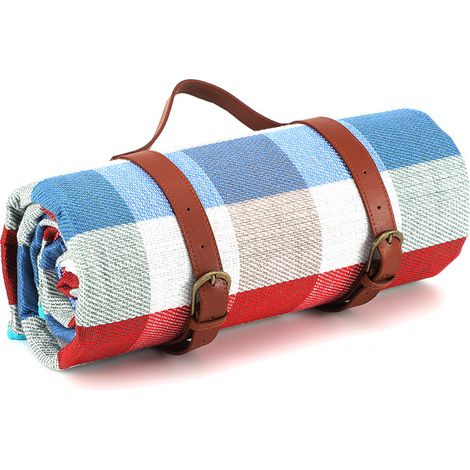 Extra große 80" x 80" Picknickdecke, wasserdichte und faltbare Stranddecke, dreilagige weiche Fleece-Outdoordecke, geeignet für 6-8 Erwachsene zum Campen, Reisen, für Parks, Rasenflächen und Terrassen