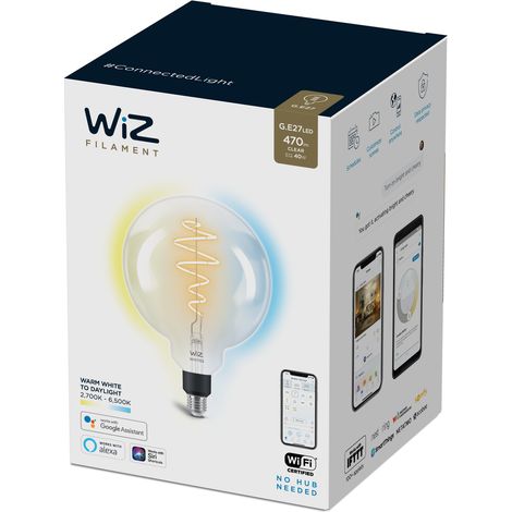 WiZ LED Bombilla globo E27 (G125) Filamento Transparente 40W Luz blanca cálida a fría - 1 unidad (1/5)