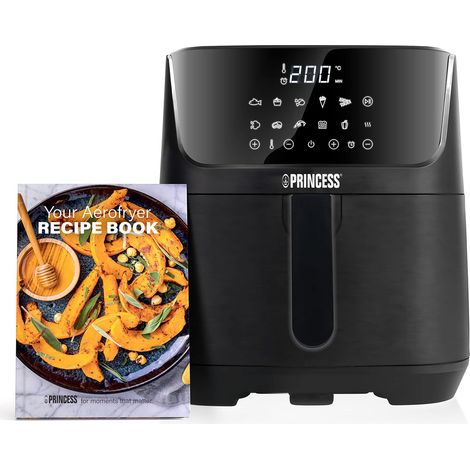 Princess Friggitrice ad Aria Digitale 6,5 L – con divisorio rimovibile – 60 percento di consumo energetico in meno – Schermo Tattile Digitale – 12 Programmi – senza Olio – Nero – 182061 (1/5)
