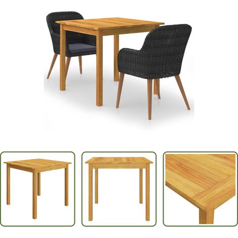 vidaXL Salle à manger extérieure - Ensemble à manger de jardin 3 pcs Noir (1/5)