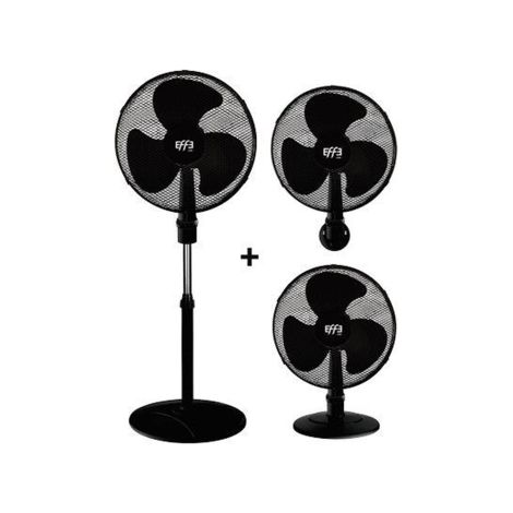 Ventilateur sur pied 3 en 1 45W – 3 pales – 3 vitesses – 400 mm – Utilisation sur sol, mur et table – Effe