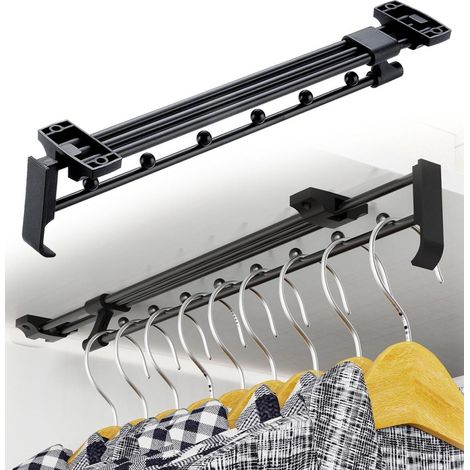 Asta appendiabiti regolabile - Asta appendiabiti estensibile regolabile - Regolabile da 35 a 61 cm - 1 pezzo - Asta appendiabiti - Appendiabiti - Asta per armadio - Vestiti (1/5)