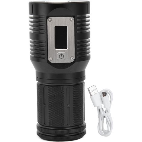 Lampe torche puissante à affichage numérique, étanche et rechargeable, idéale pour le camping et l'éclairage d'urgence. (1/5)