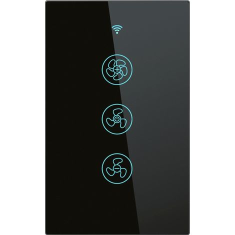 Tuya Interruttore Regolatore di velocità per Ventole WiFi con RF 433 MHz Colore: Nero