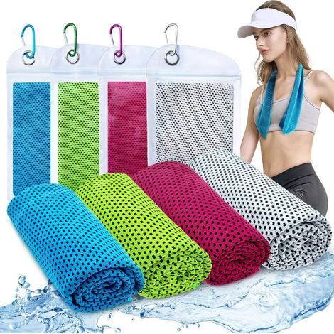Lot de 4 serviettes rafraîchissantes en microfibre pour le cou et le visage, douces et respirantes.
Dimensions : 30 x 10 (1/5)