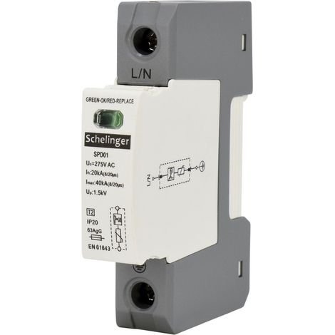 Parafoudre T2 classe C 1P 20KA, protection d'installation (1/5)