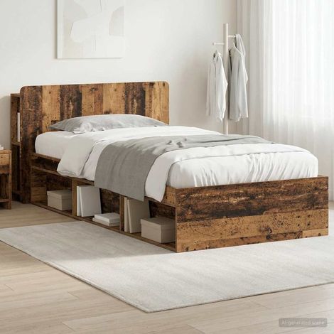 Cadre de lit avec rangement Bois ancien 90 x 190 cm (1/5)