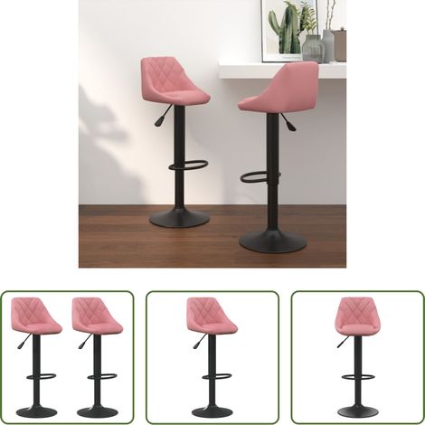 Tabouret de bar - Tabourets de bar lot de 2 rose velours (1/5)