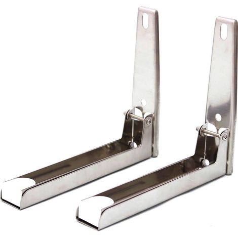 Estante para horno microondas Montaje en pared Soportes de estante plegables ajustables de acero inoxidable para accesorios de cocina para el hogar con tornillos Carga máxima 35 kg Plata (1/5)