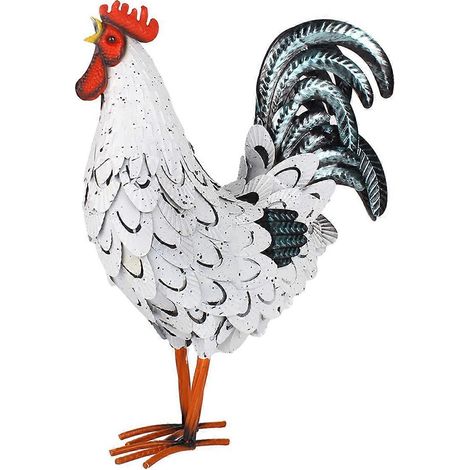 Dekorative stehende Tierskulptur aus Metall: Huhn