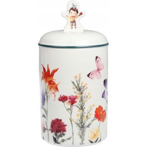 Bocal en céramique pour la conservation des aliments 1,25 L, motif fleur (1/5)