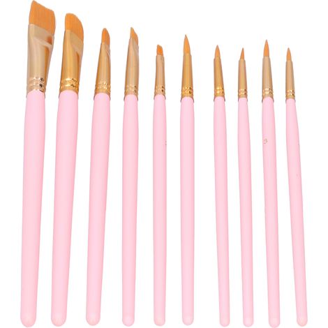 Ensemble de 10 pinceaux avec manche en bois, laine de nylon, outils de peinture aquarelle adaptés aux débutants (101R - Finition mate)