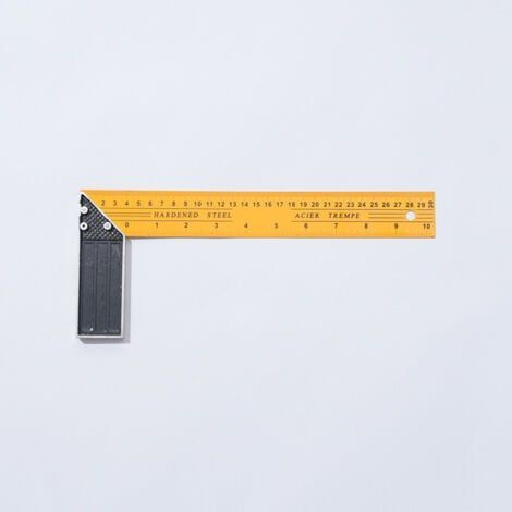 Equerre de menuiserie 250 mm, socle en aluminium, outil de mesure de longueur, jaune (1/4)